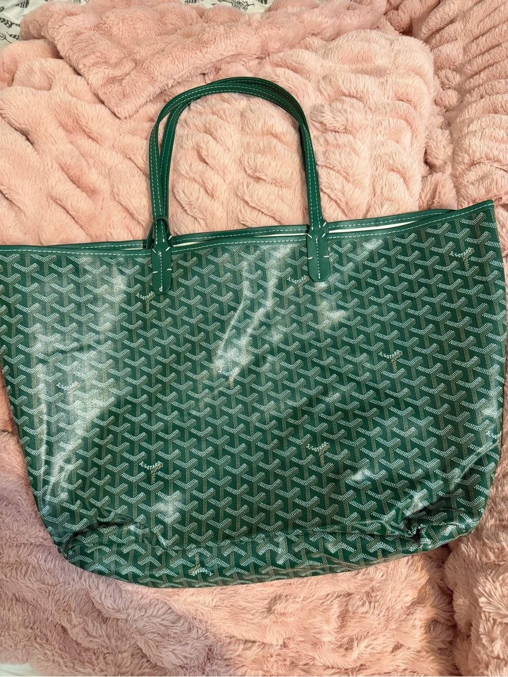 Green Goyard style Patterned Tote Bag - Designer Style Women's Handbag